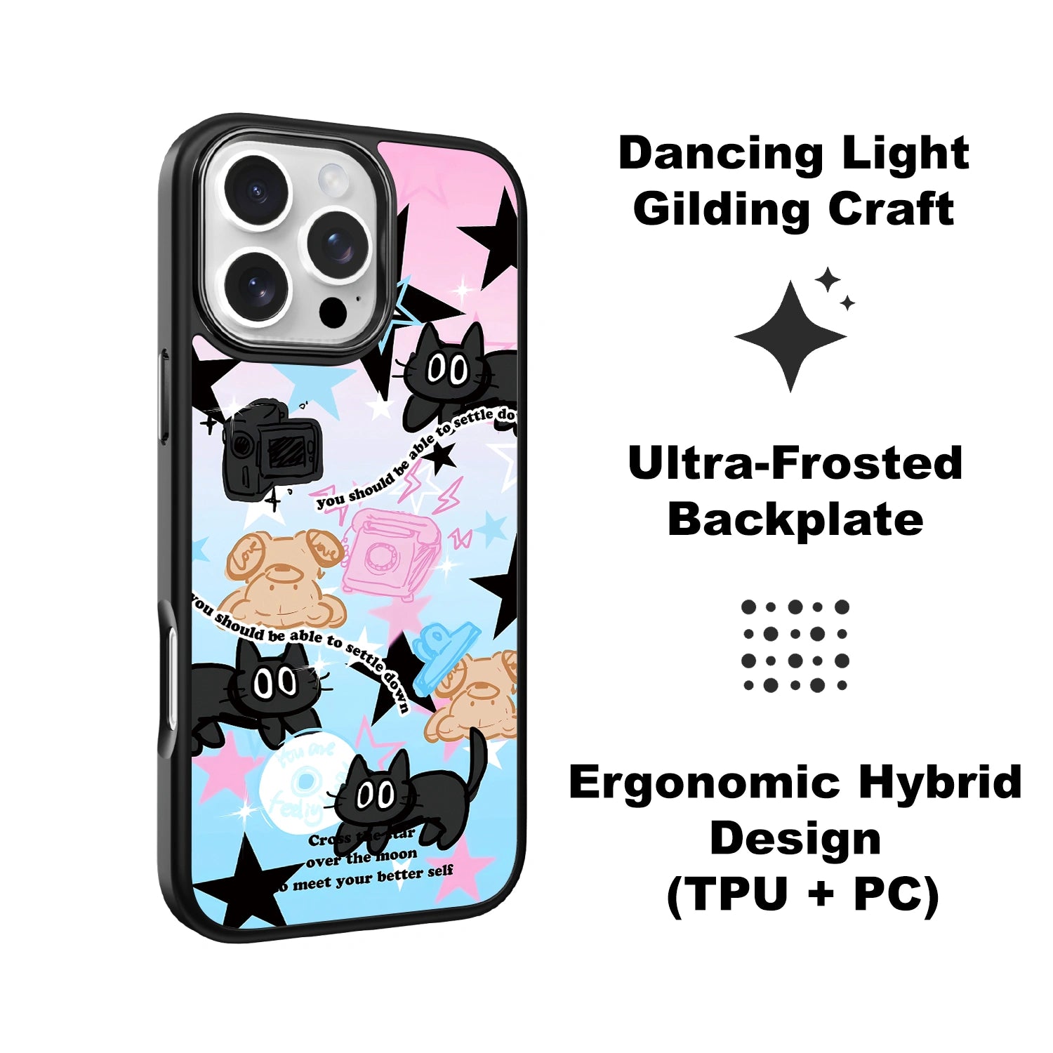 Pink & Black Cat - iPhone Case